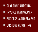 Real-time auditing, invoice management, process management, custom reporting